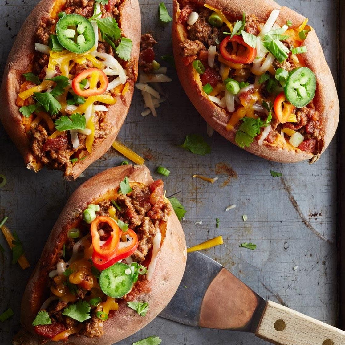 Chili-Topped Sweet Potatoes