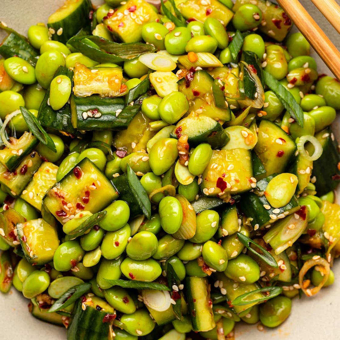 Edamame Salad with Smashed Cucumbers