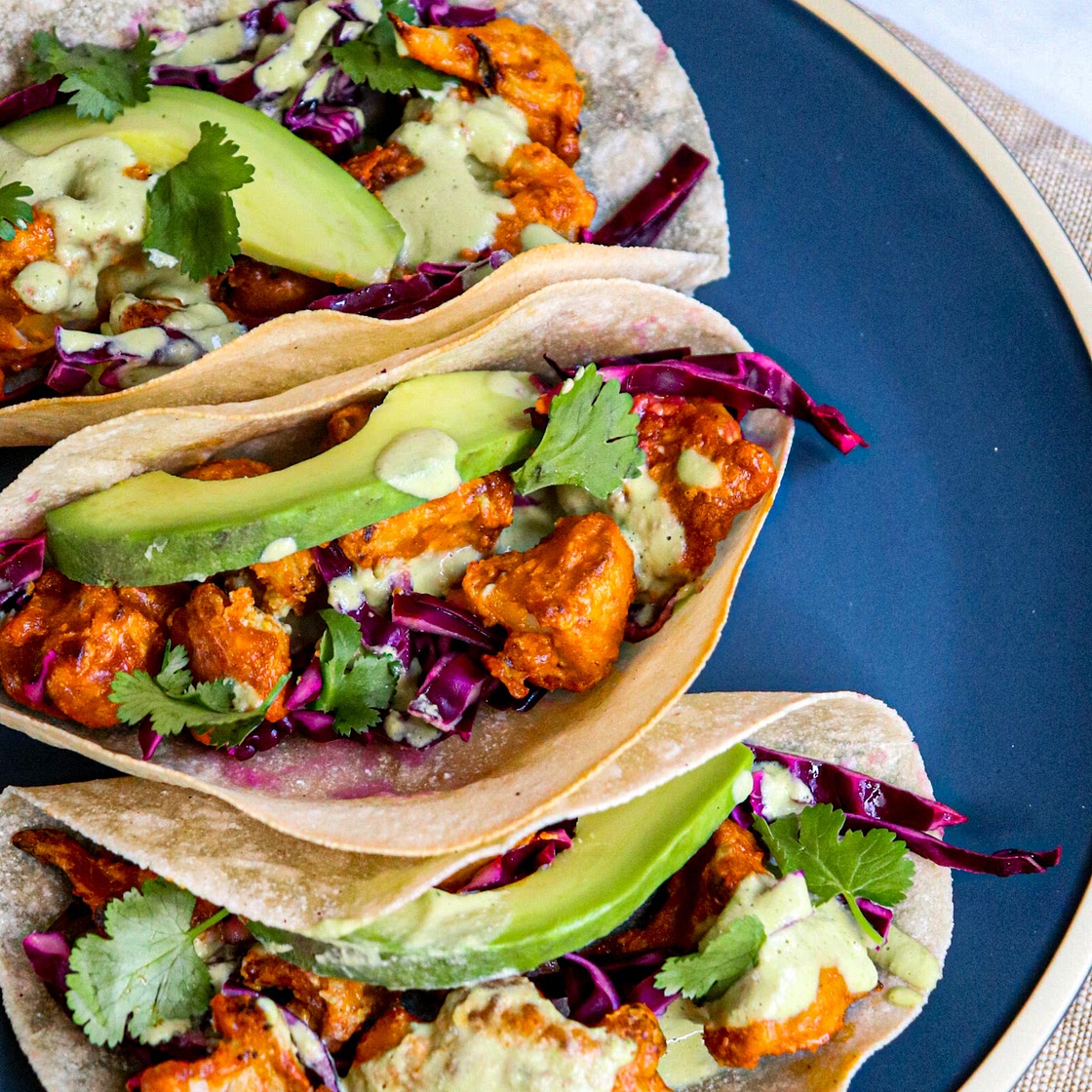 Delicious Vegan Buffalo Cauliflower Tacos!