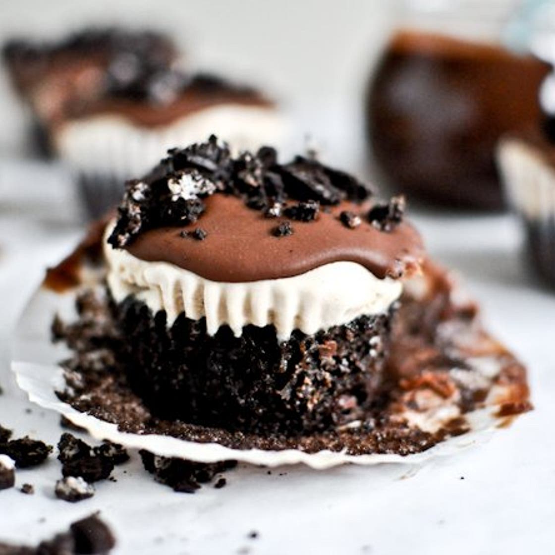 Peanut Butter Fudge Coffee Ice Cream Cupcakes