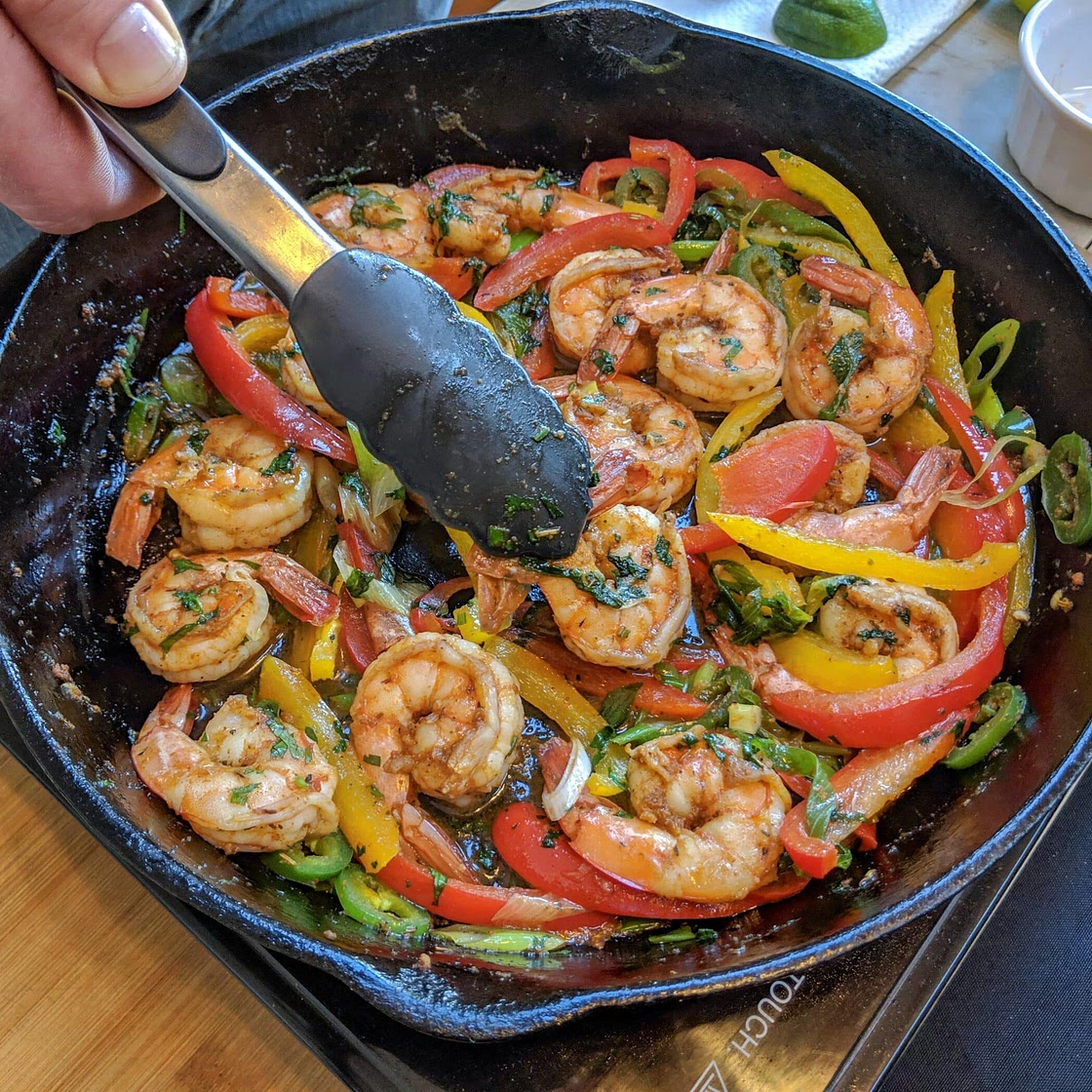 Keto Tequila Lime Shrimp Fajitas