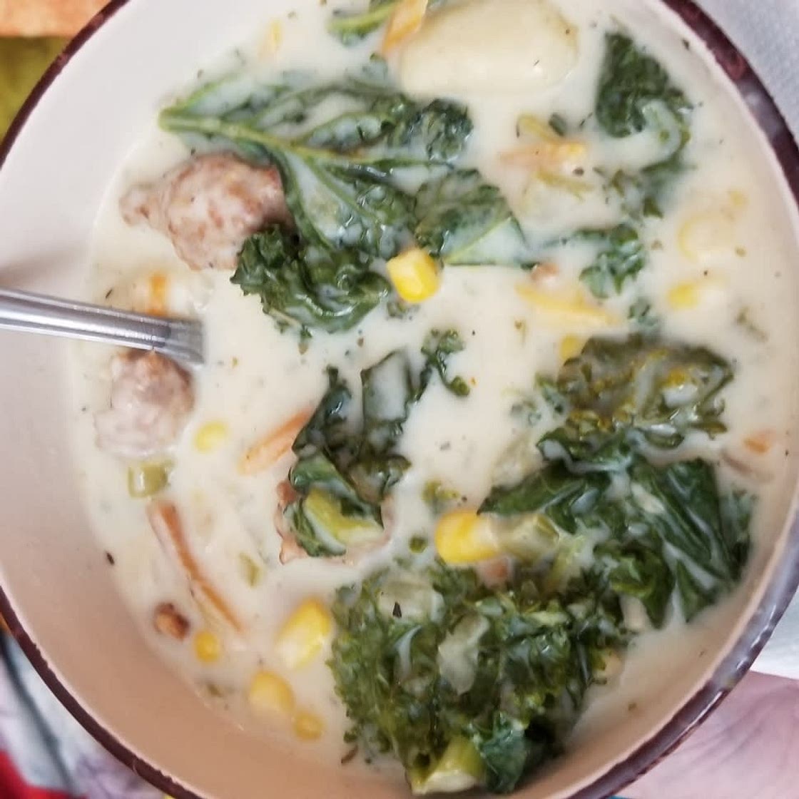Slow Cooker Creamy Gnocchi Sausage Kale Soup