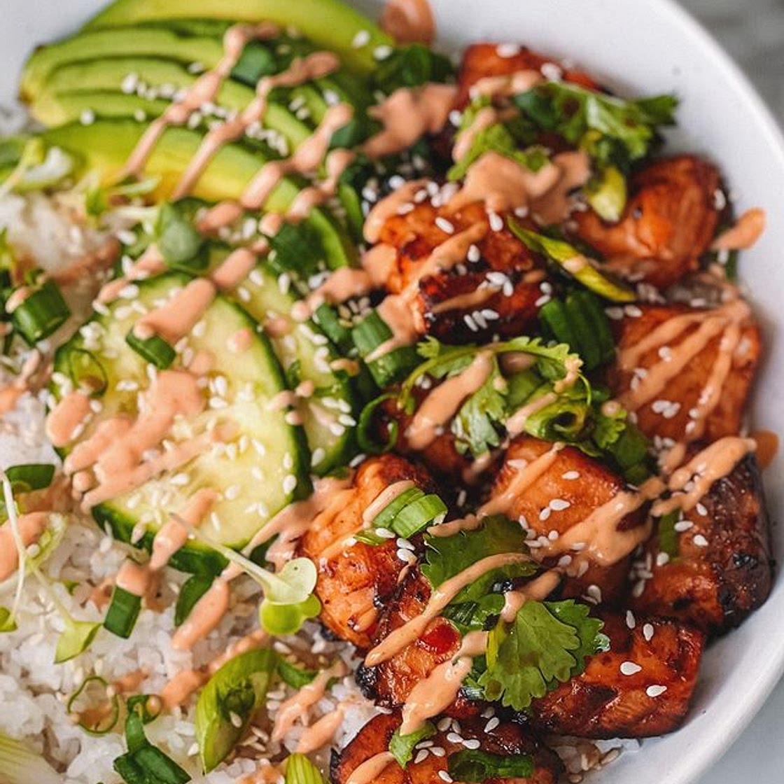 SPICY SALMON RICE BOWLS✨