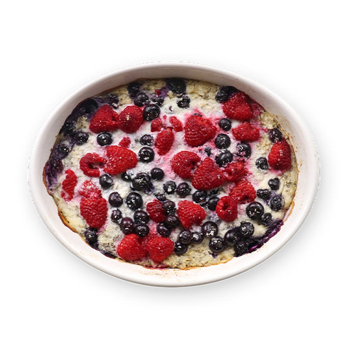 Gâteau avoine, banane & fruits rouges