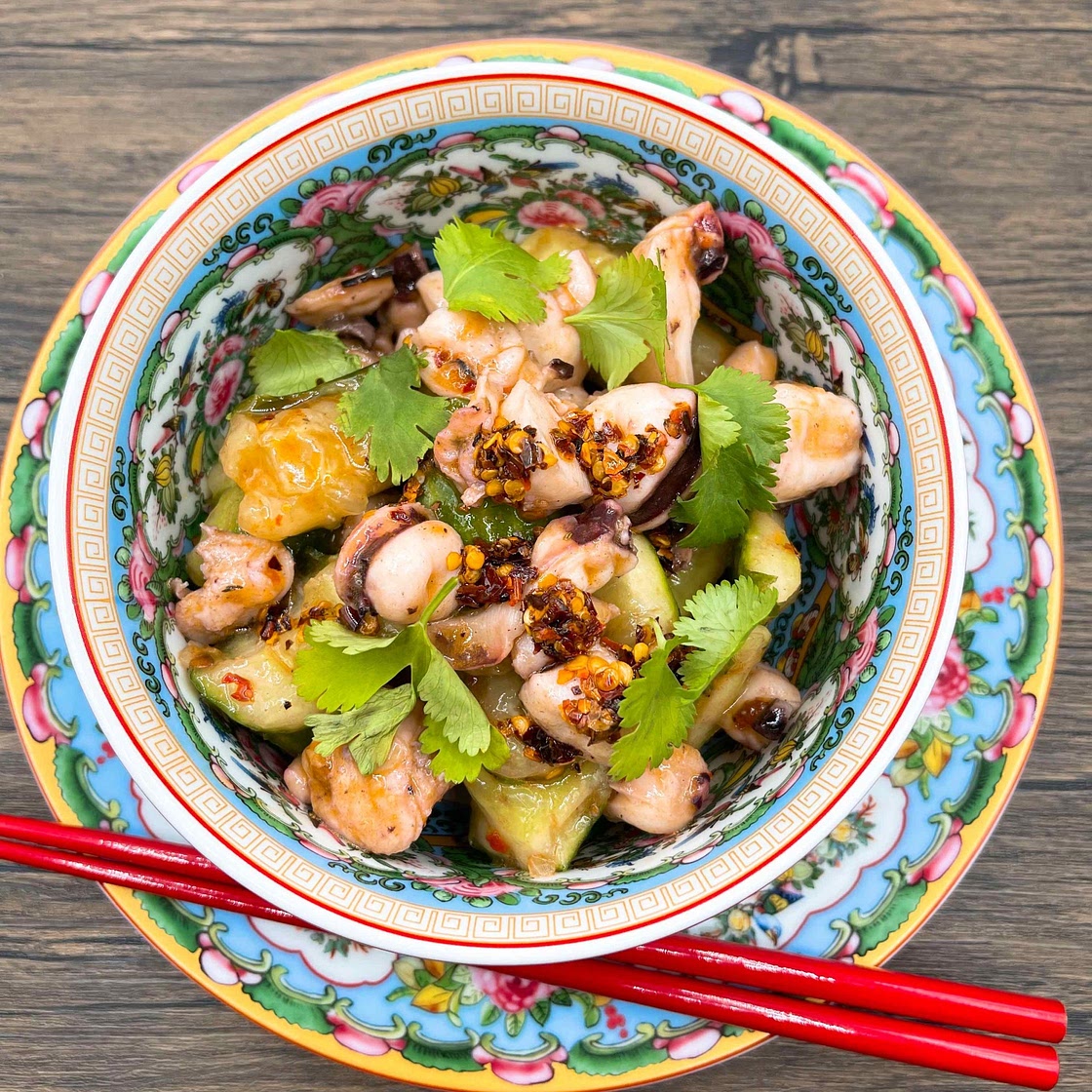 Spicy Pickled Cucumber and Octopus