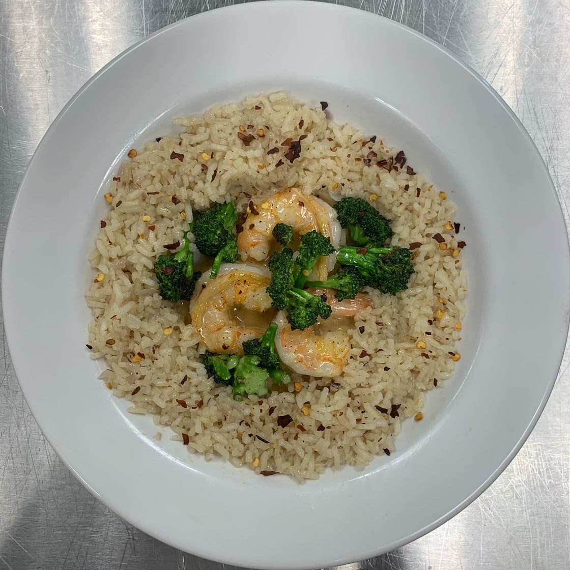 Honey Shrimp with Broccoli & Rice