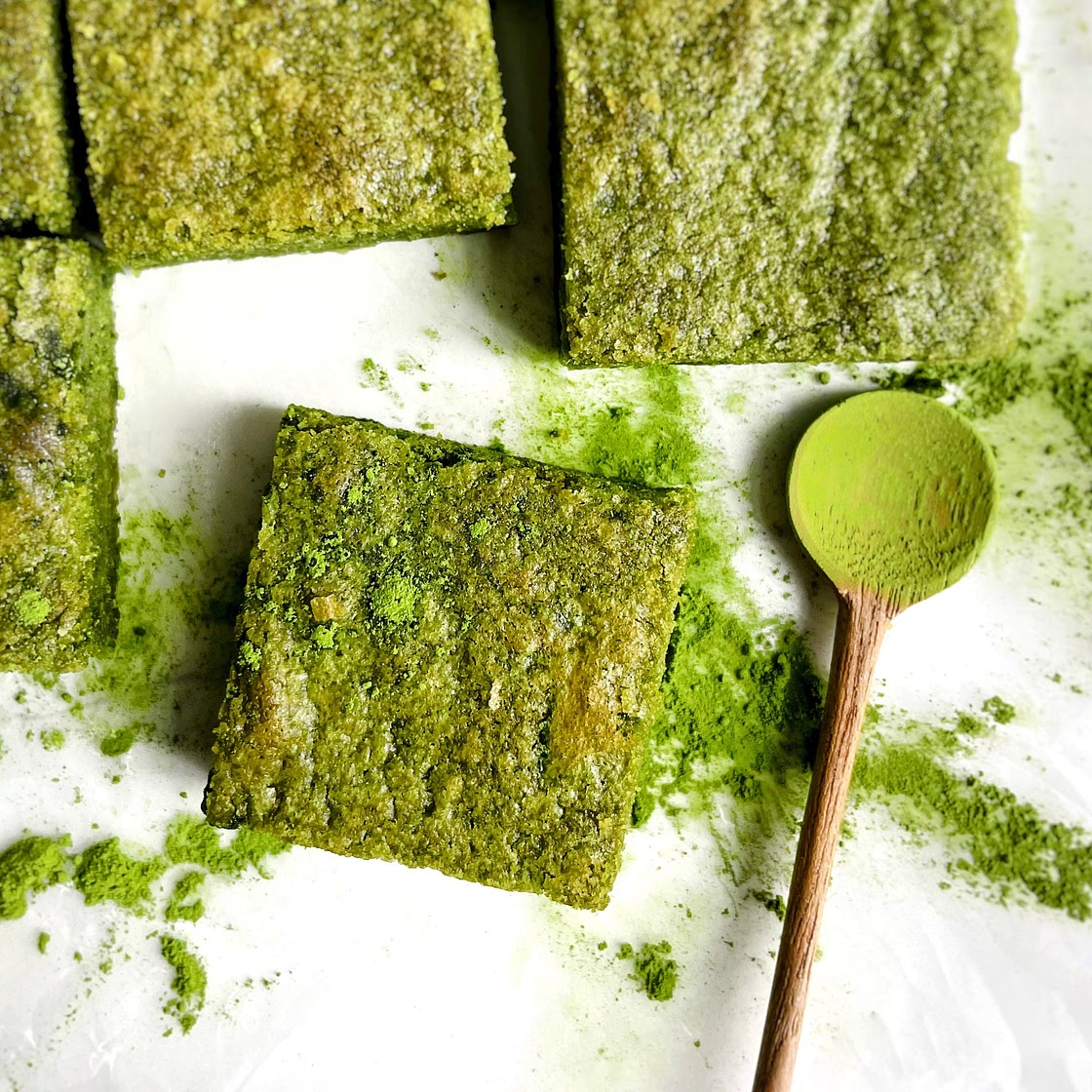 Chewy Matcha Blondies — the deeper living