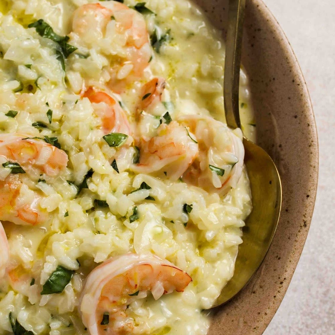 LEMON AND SHRIMP RISOTTO WITH FRESH BASIL
