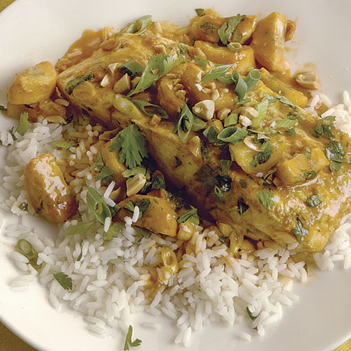 Thai-Style Halibut and Banana Curry with Peanuts