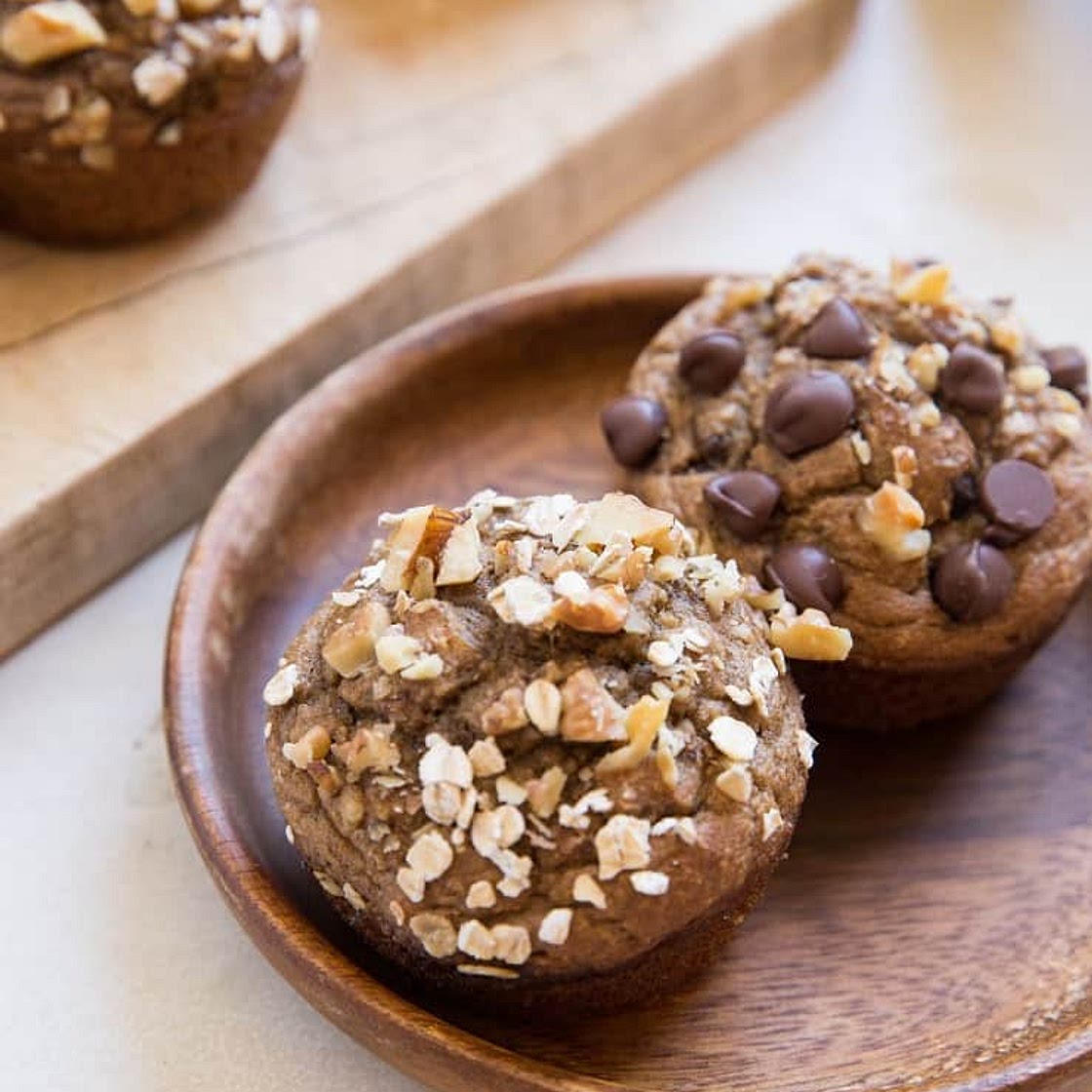 Flourless Oatmeal Banana Nut Muffins
