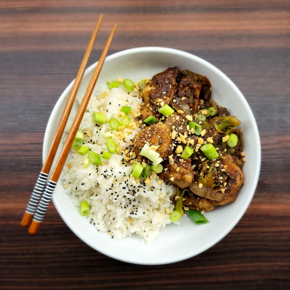 Crispy Sesame Chicken and Ginger Rice