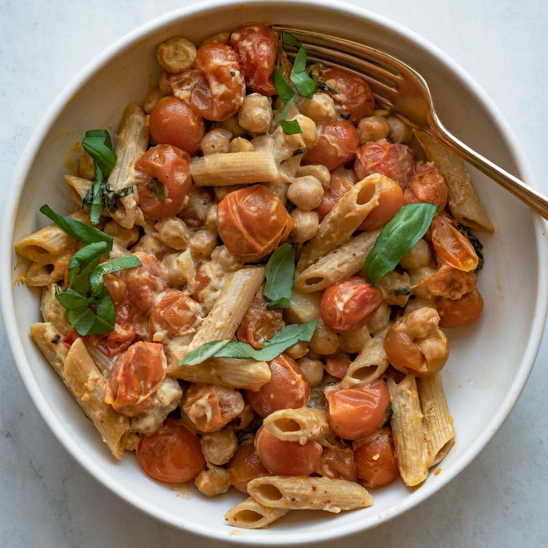 Easy Roasted Chickpeas Hummus Pasta