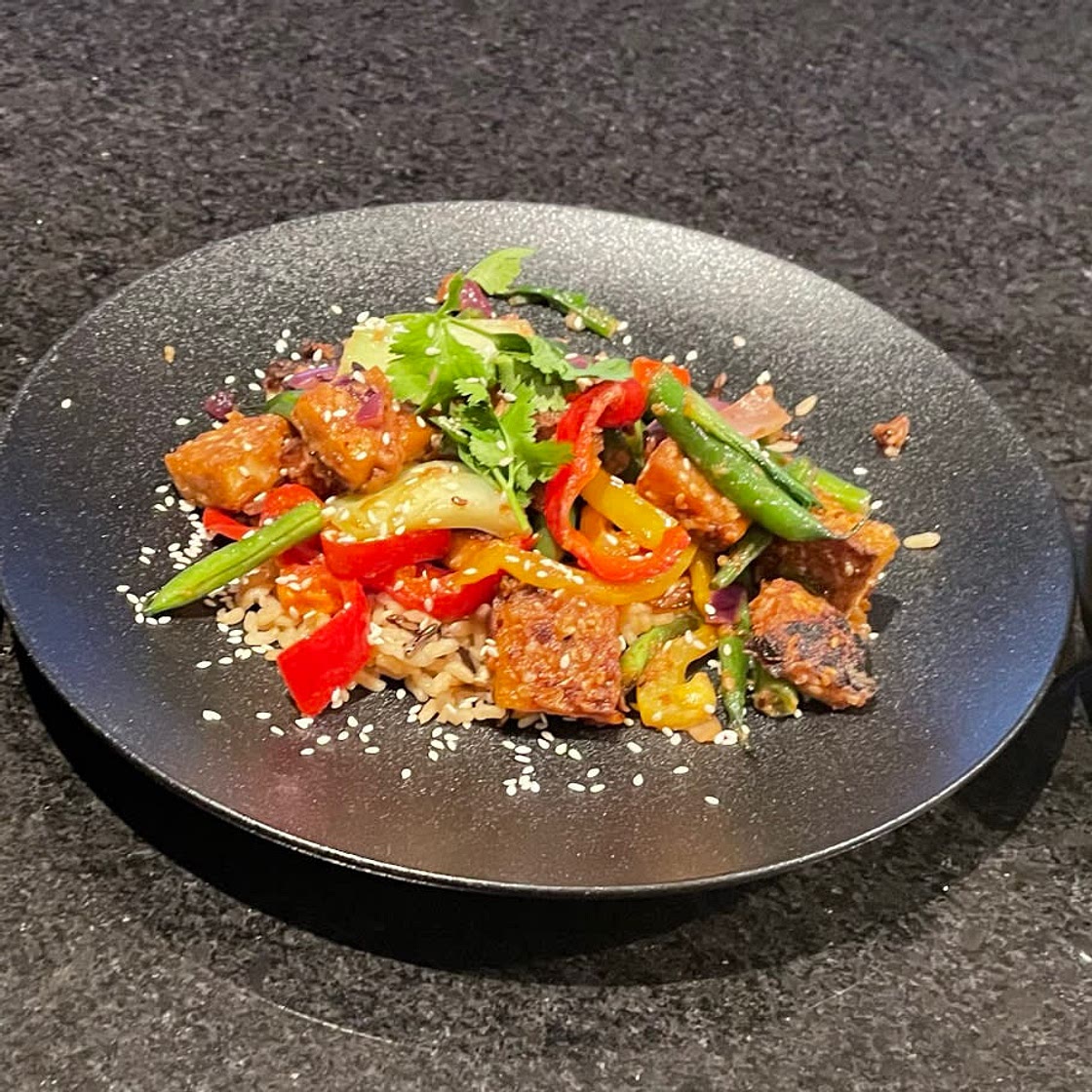 Healthy sesame tofu and vegetable stir fry recipe