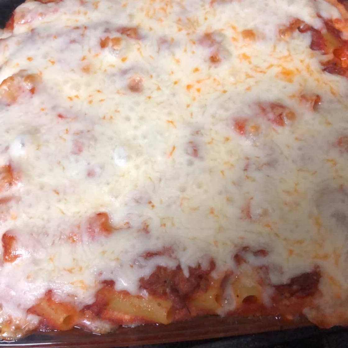 Baked ziti with ricotta (1/2 recipe)