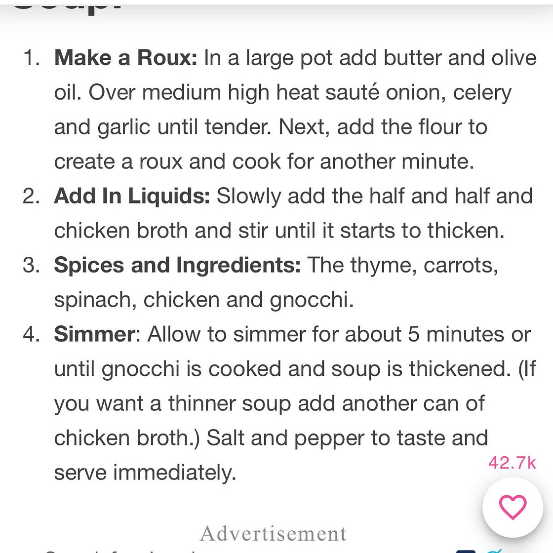 Creamy Chicken Gnocchi Soup (Olive Garden Copycat)