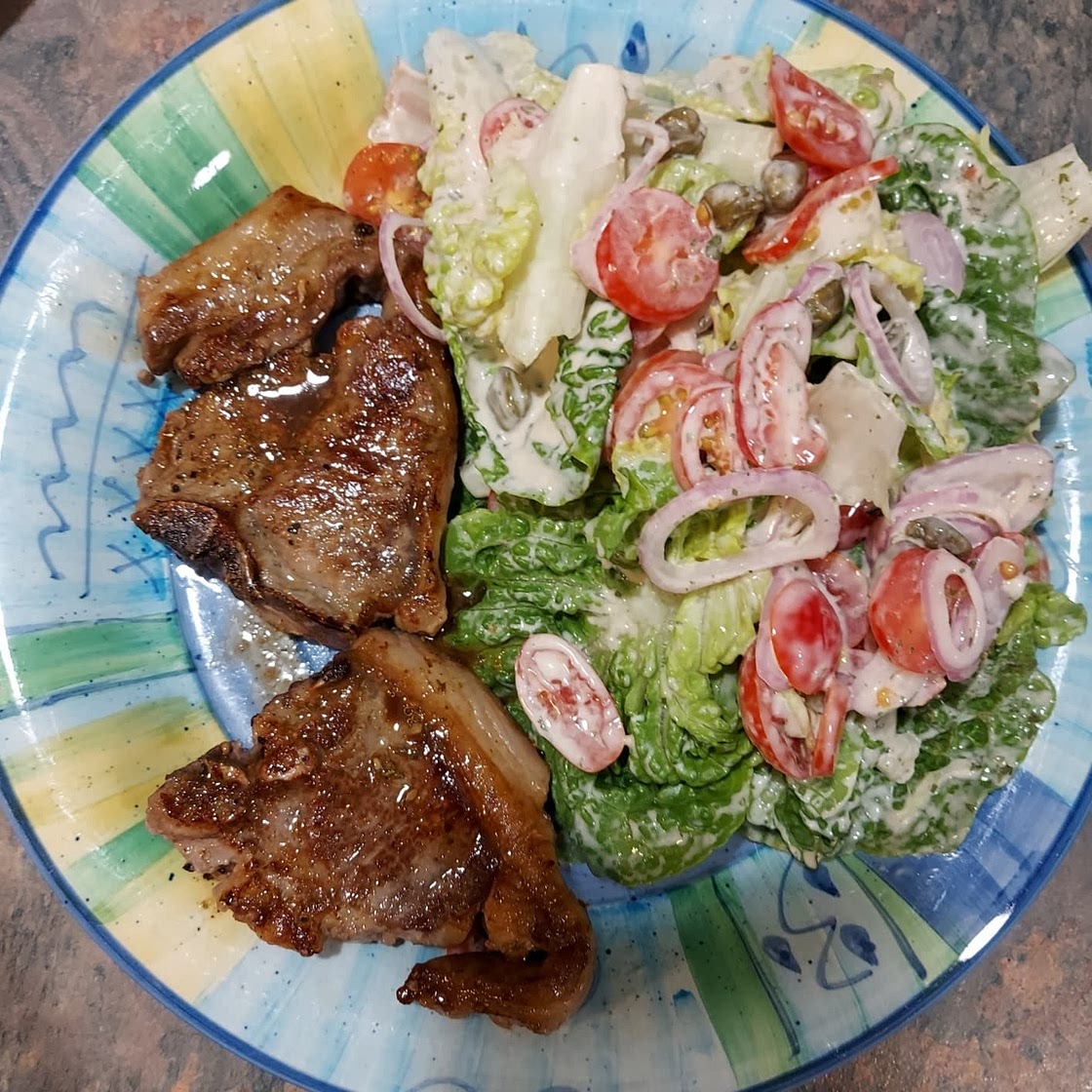 Balsamic Lamb Chops with Tomato Salad and Anchovy Dressing