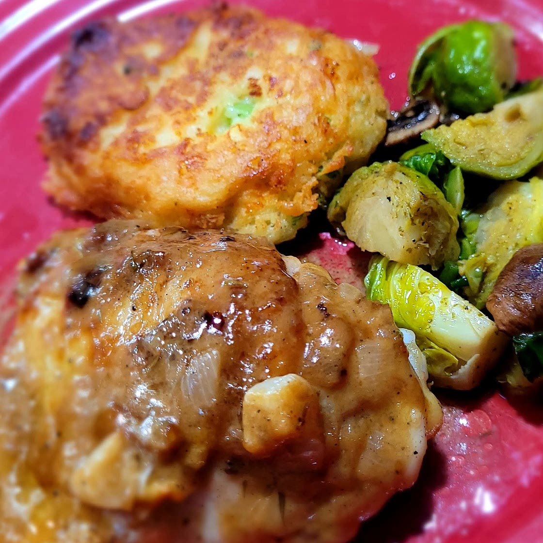 Garlic Roasted Chicken Thighs with Parmesan Gravy (Keto, Low Carb)