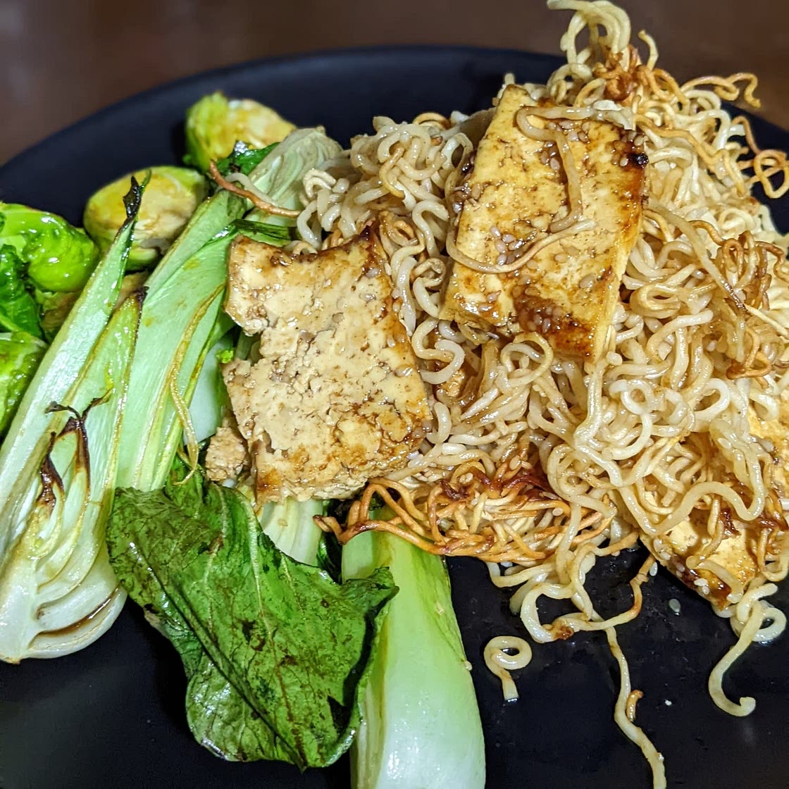 Crispy Sheet-Pan Noodles With Glazed Tofu