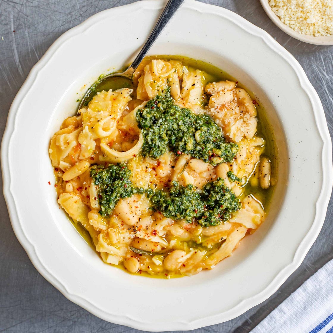 Pasta with Beans & Pesto