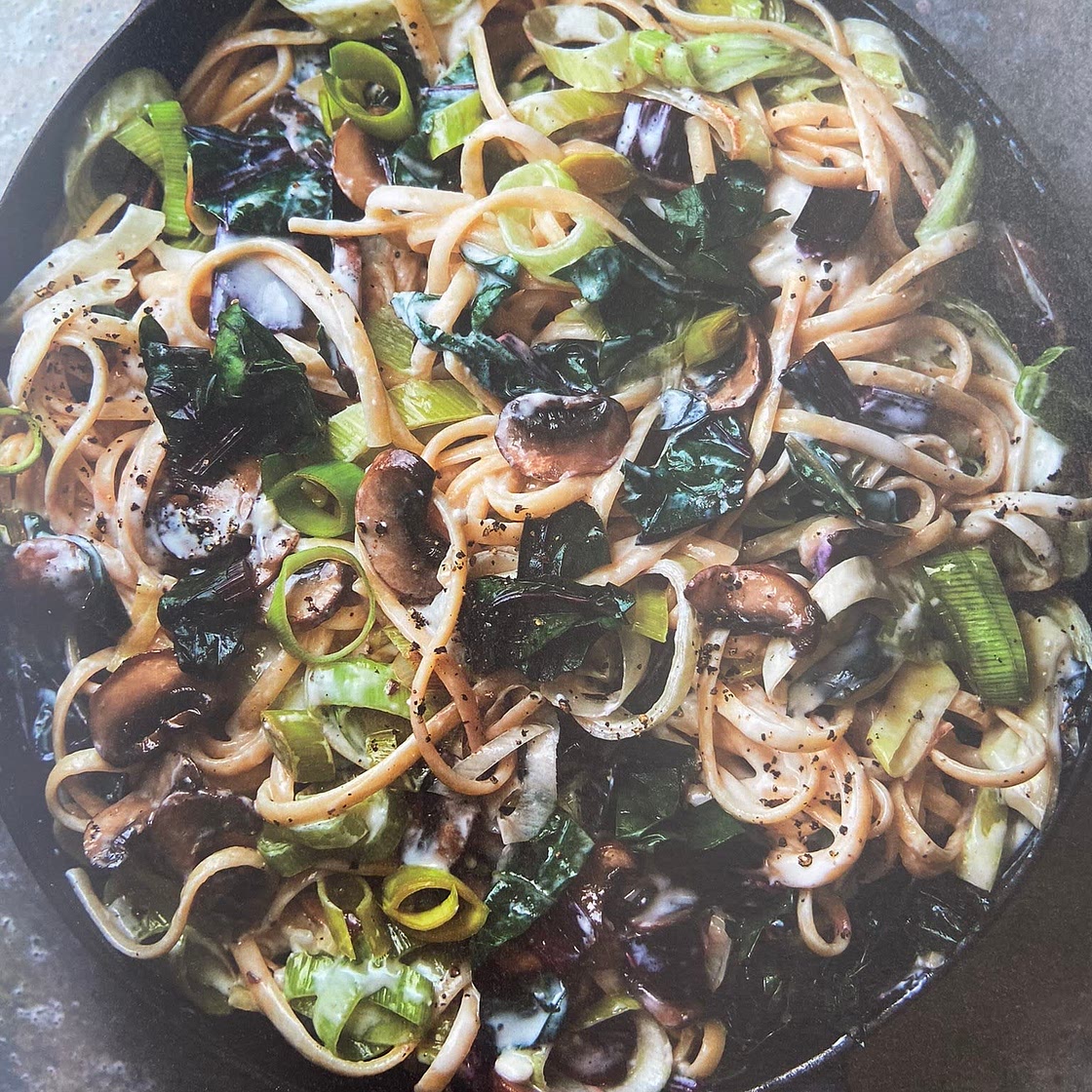Cheesy Chard And Mushroom Alfredo