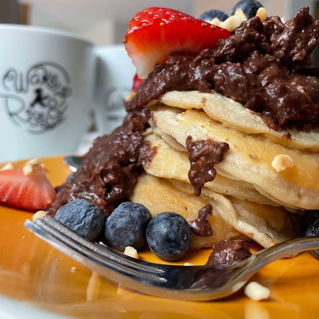 Vegane Haferpancakes mit Schoko Porridgeüberzug