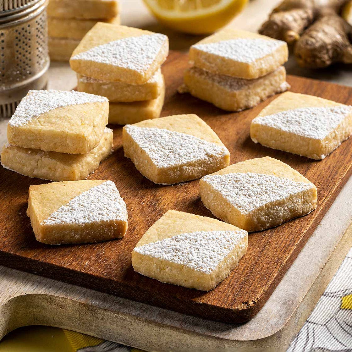Lemon Ginger Shortbread Cookies