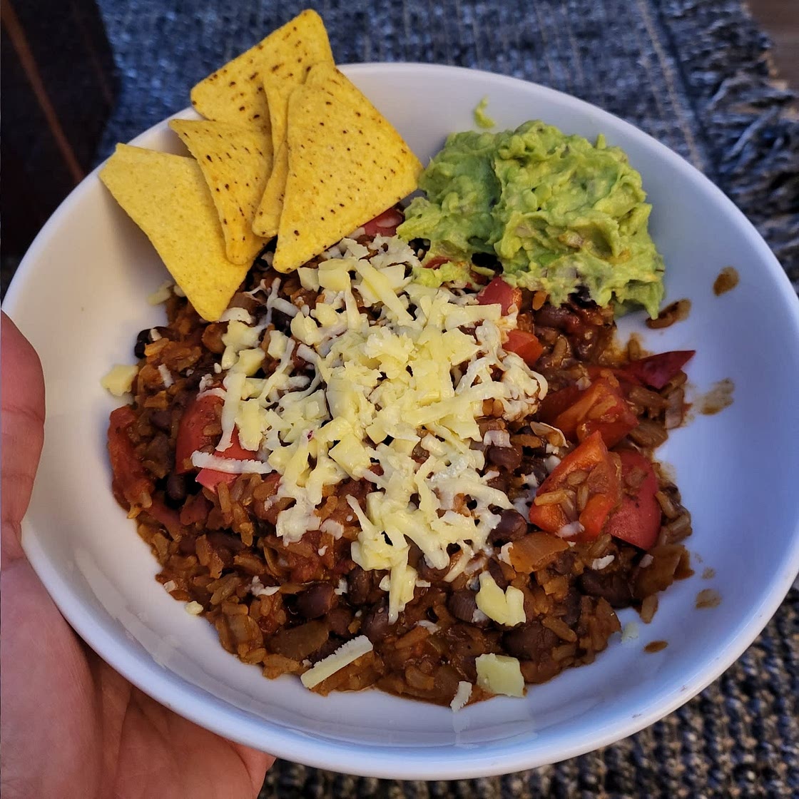 Mexican bean soup with guacamole