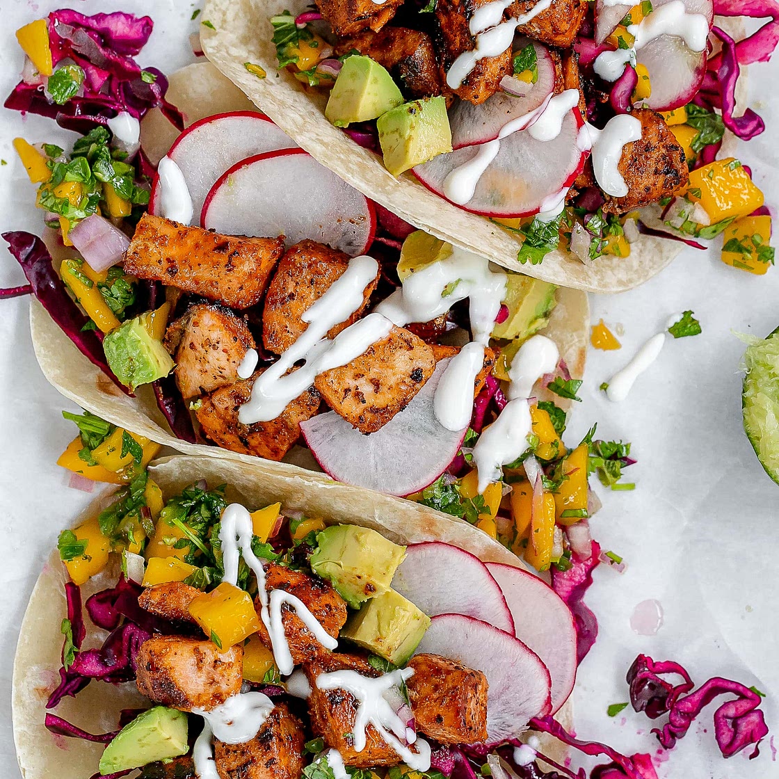 Salmon Tacos with Mango Salsa