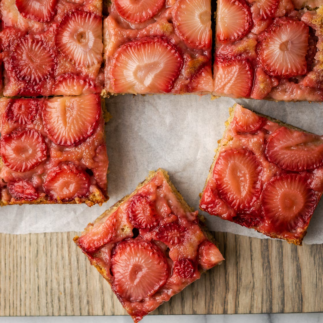 Gluten Free Strawberry Banana Upside Down Cake