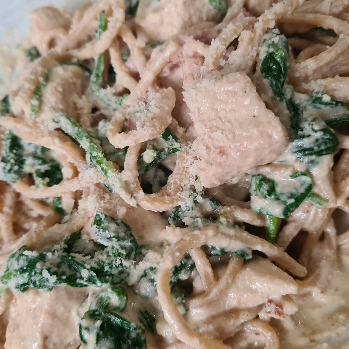 WALNUT PESTO PASTA with bacon