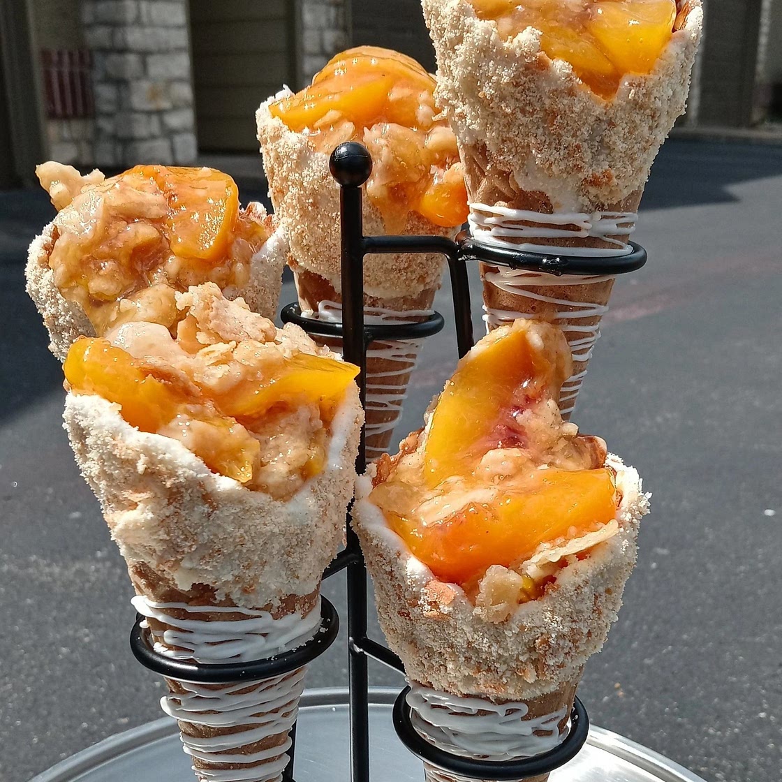 Peach Cobbler Stuffed Cones