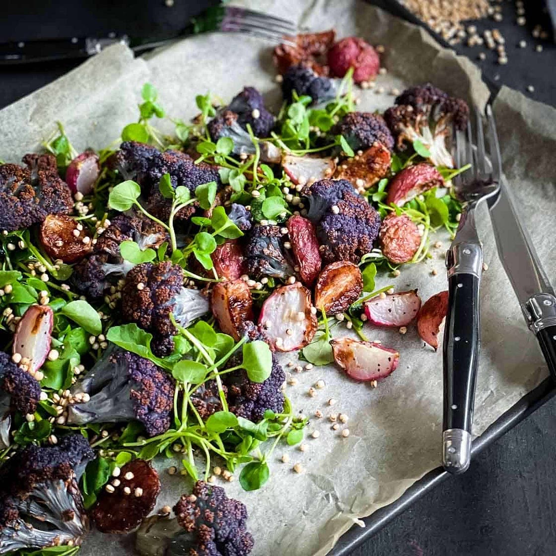 Roasted Radish Salad with Cauliflower