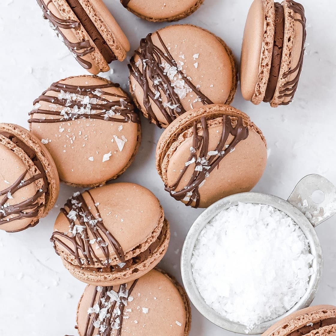 Dark Chocolate Sea Salt Macarons