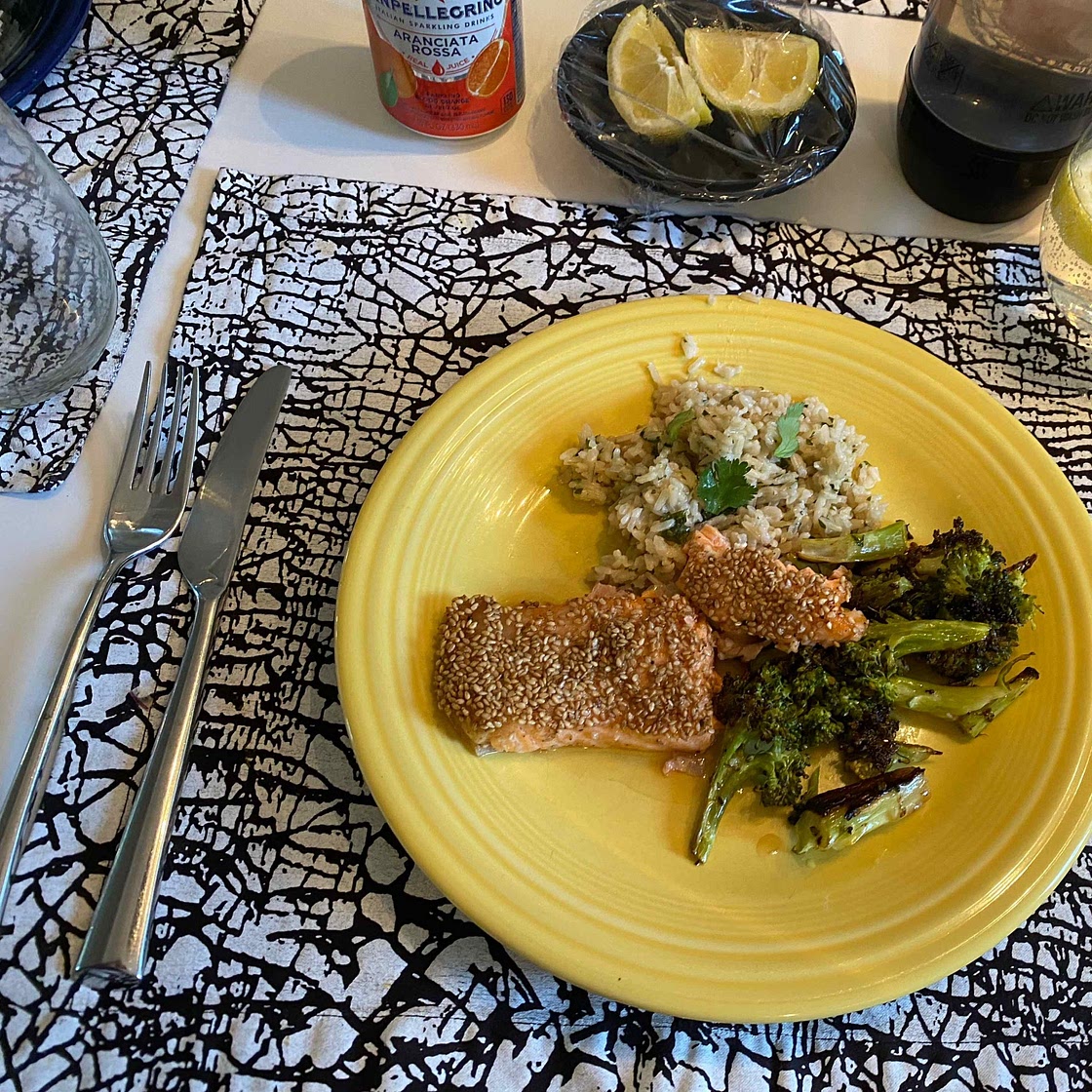 Sesame Salmon Fillets with Red Onion and Ginger Cream