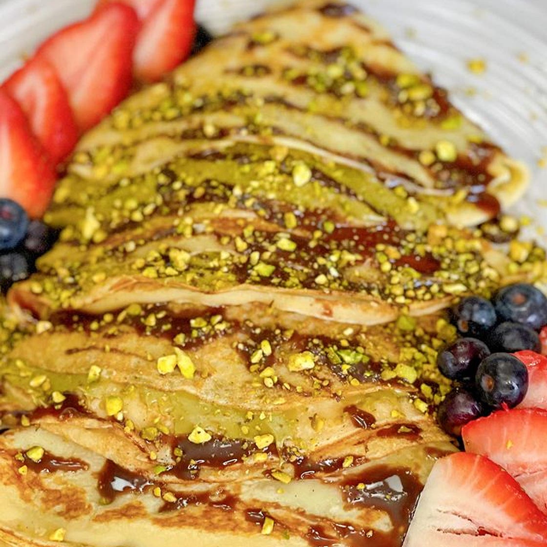 Pistachio crêpes