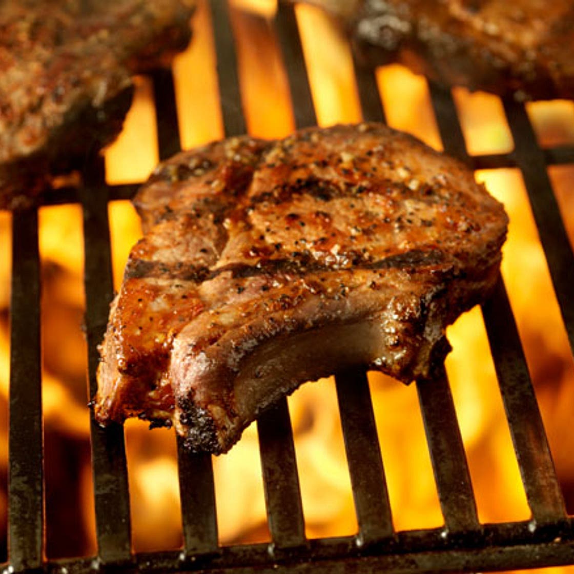 Apple-Grilled Double-Cut Pork Chops