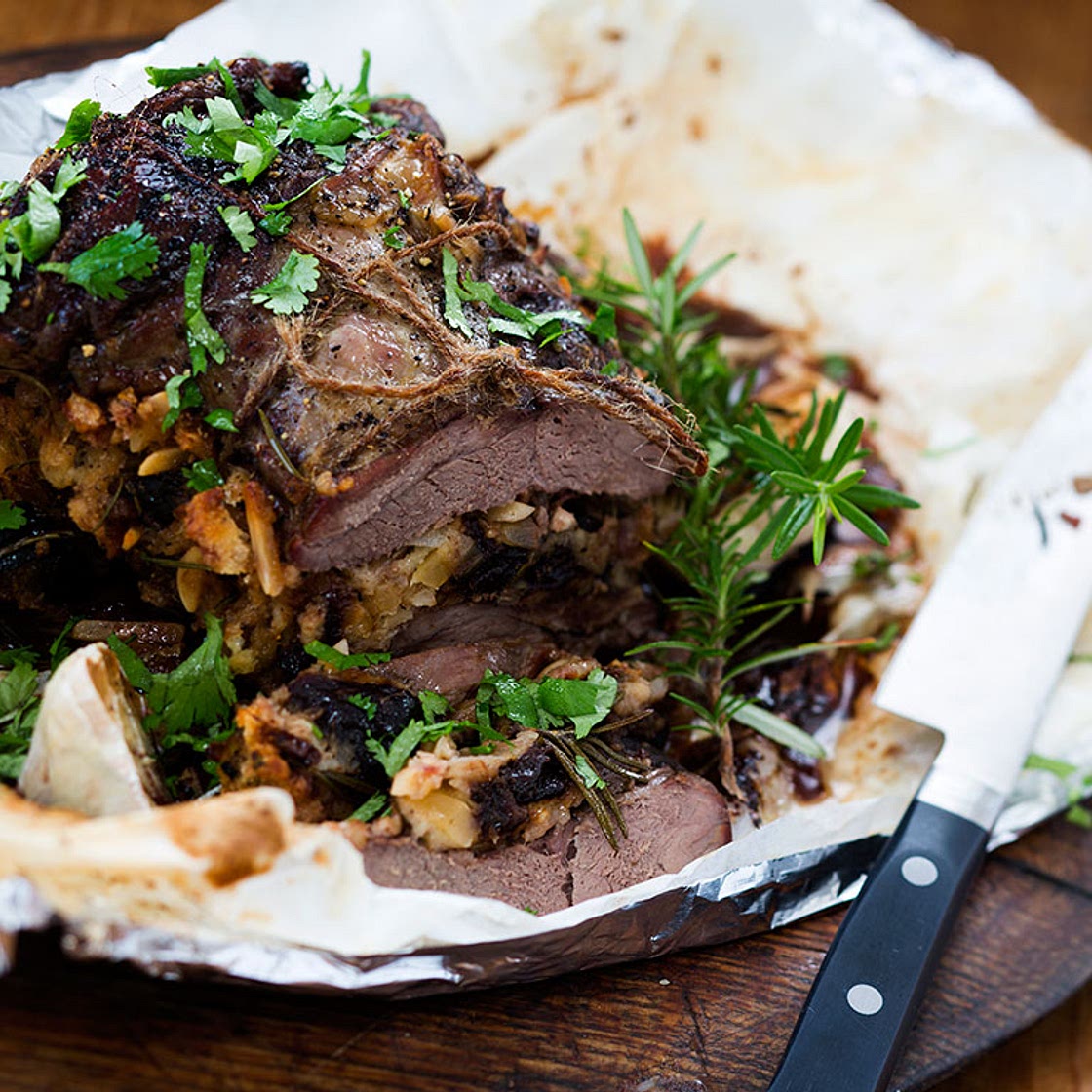 Recipe: Stuffed Leg of Lamb with Prunes and Almonds