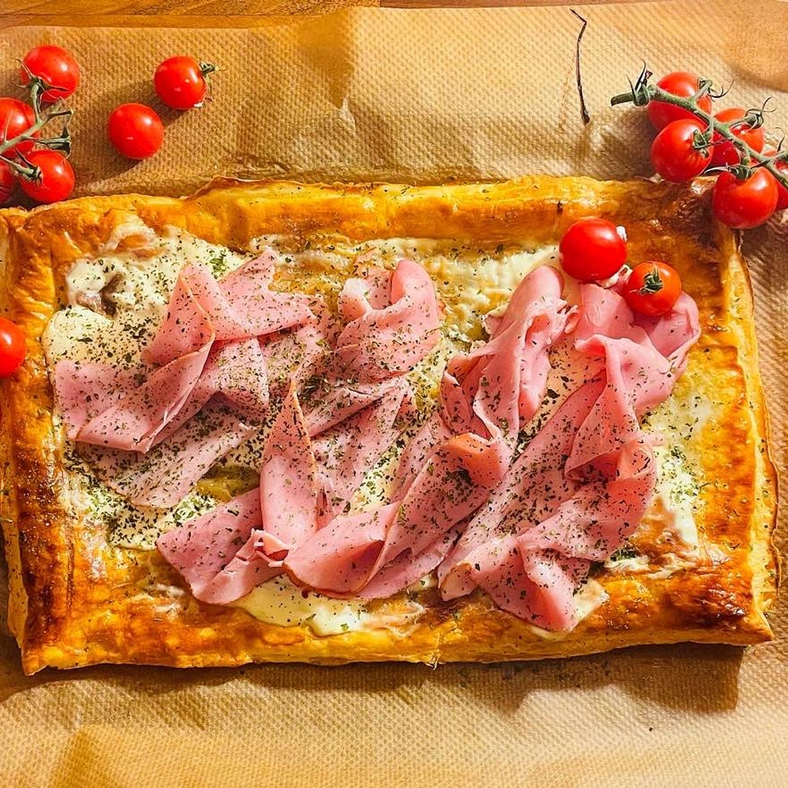 Gluten-Free Puff Pastry with Ham & Creme Fraiche