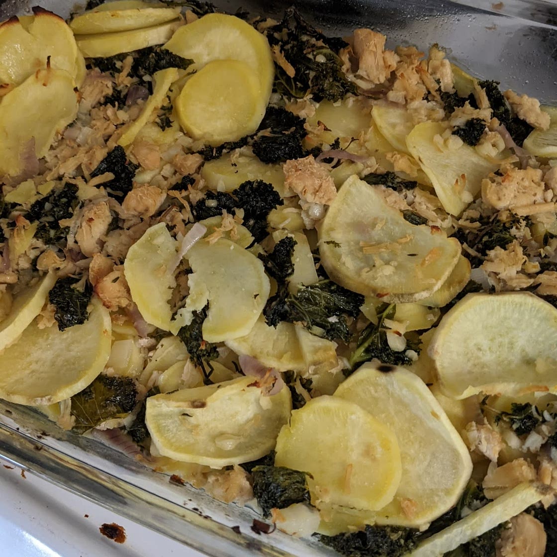 One-Dish Sweet Potato-Chicken Gratin Casserole
