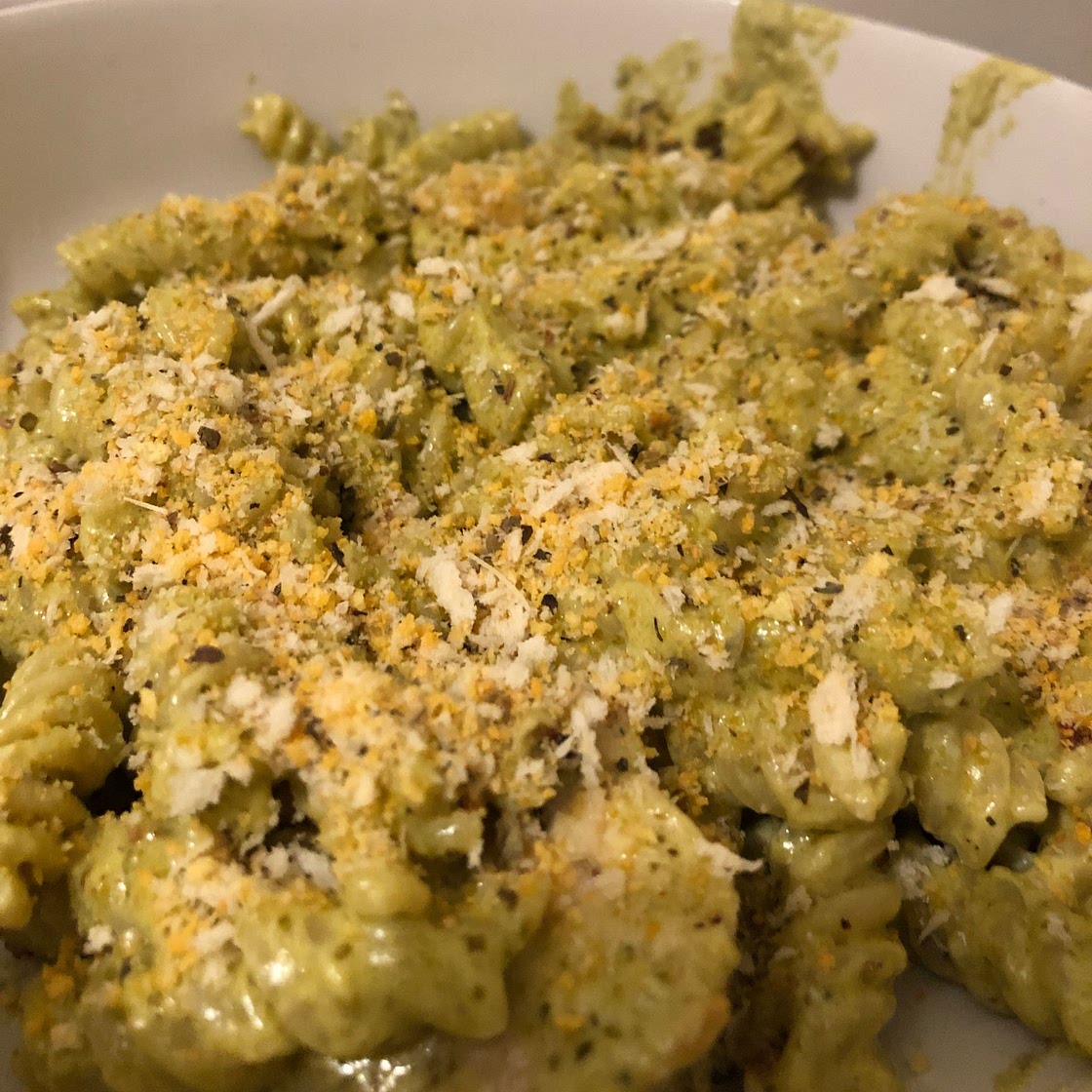 Pesto Pasta with Crispy Parmesan Chicken
