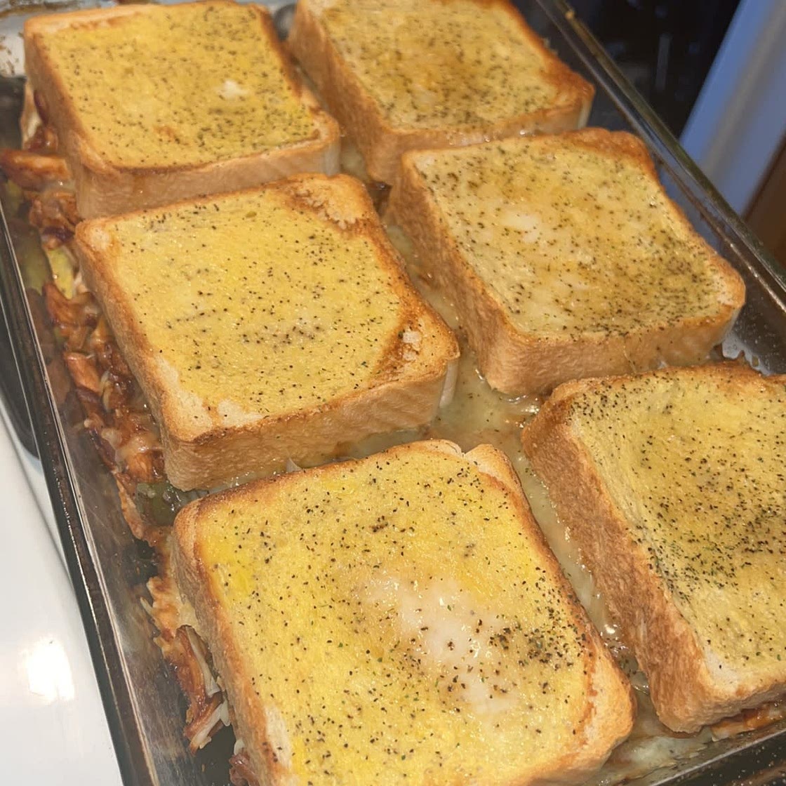 BBQ Chicken Grilled Cheese Casserole