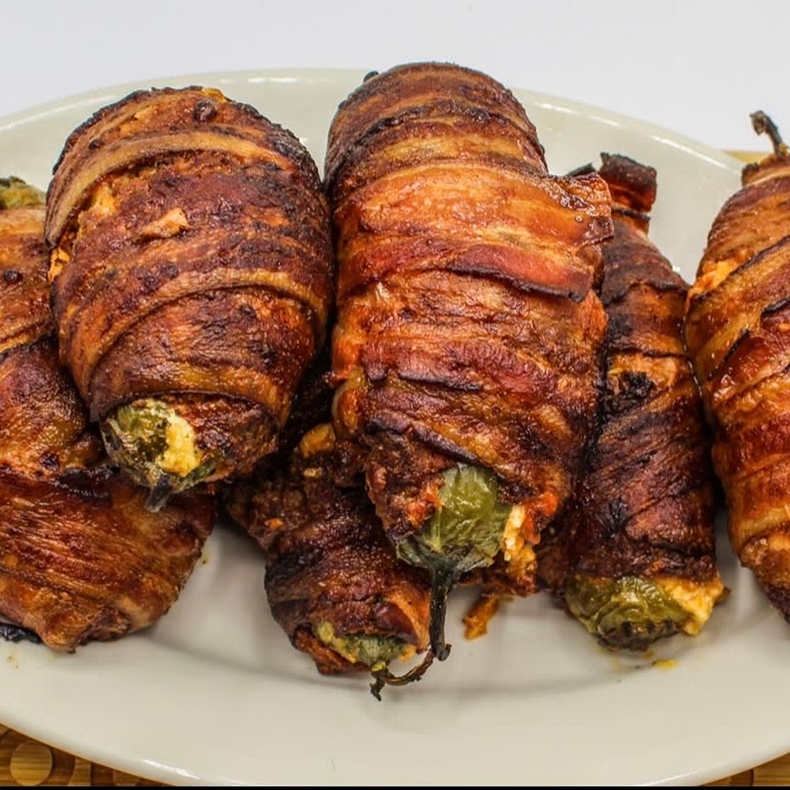 Pulled Pork Stuffed Poblano Peppers on the smoker 