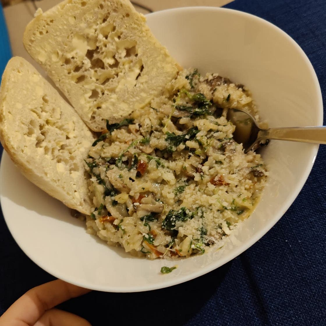 Mushroom & spinach risotto