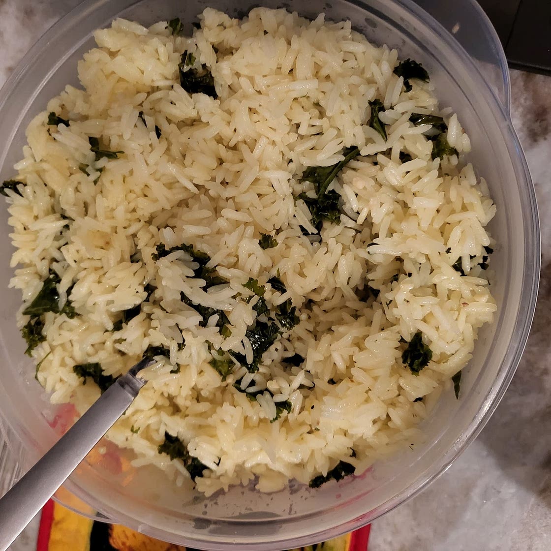Garlic Butter Rice with Kale