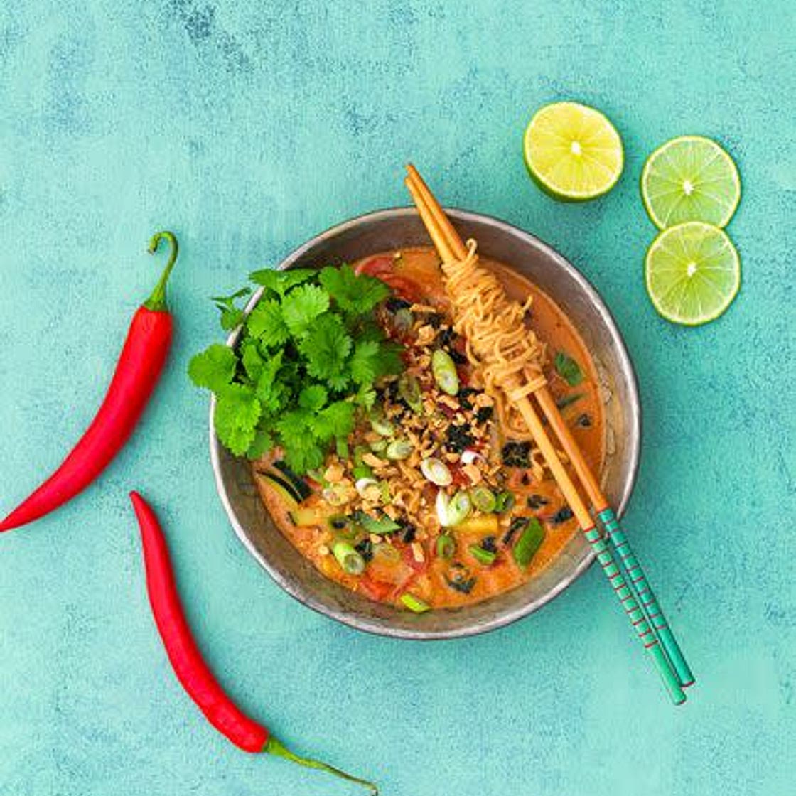Spicy peanut noodle soup
