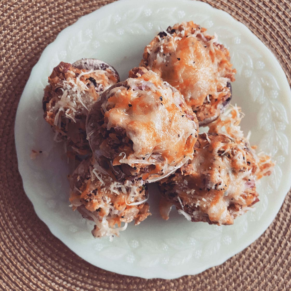 Salami & Goat Cheese Stuffed Mushrooms