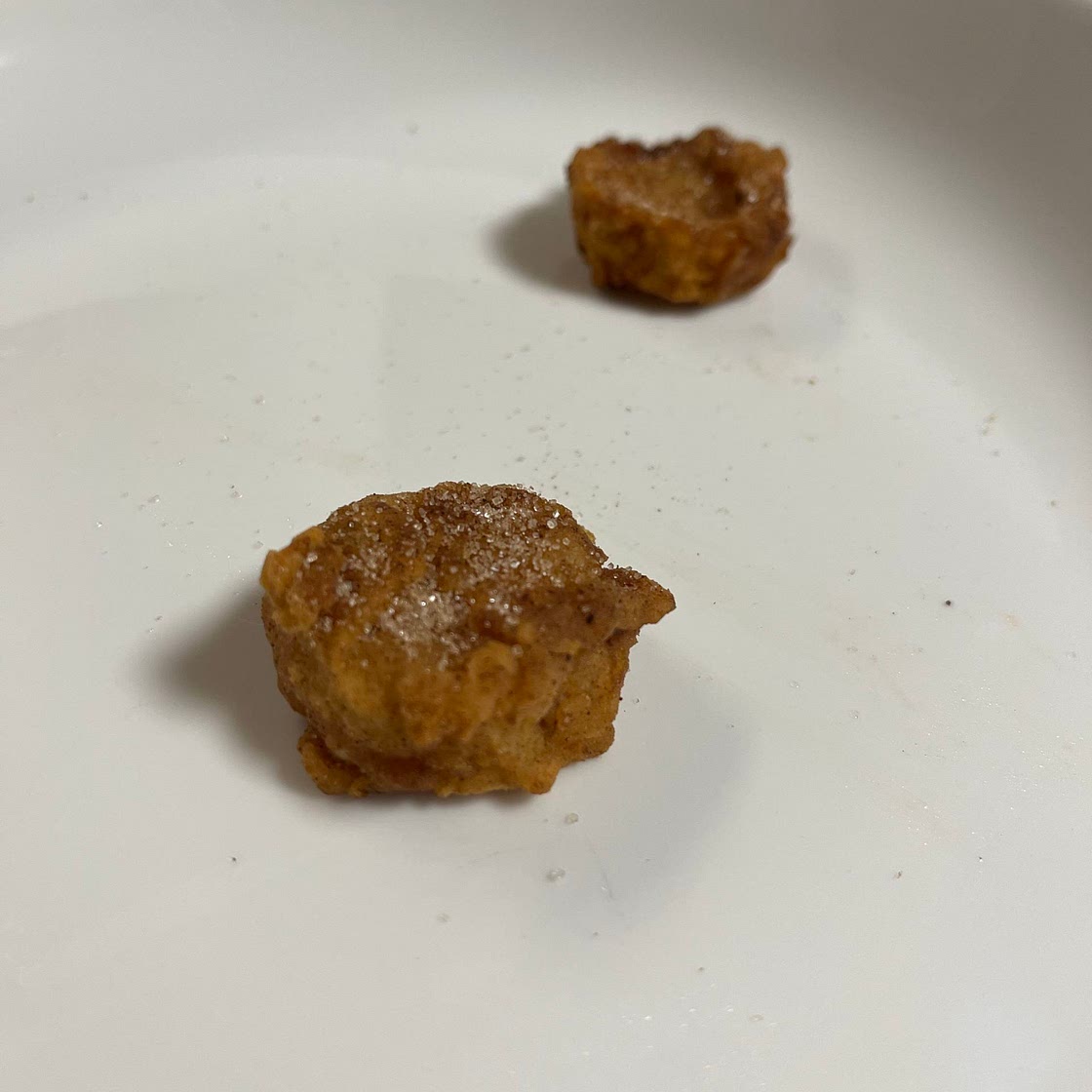 Fried banana and peanut butter bites