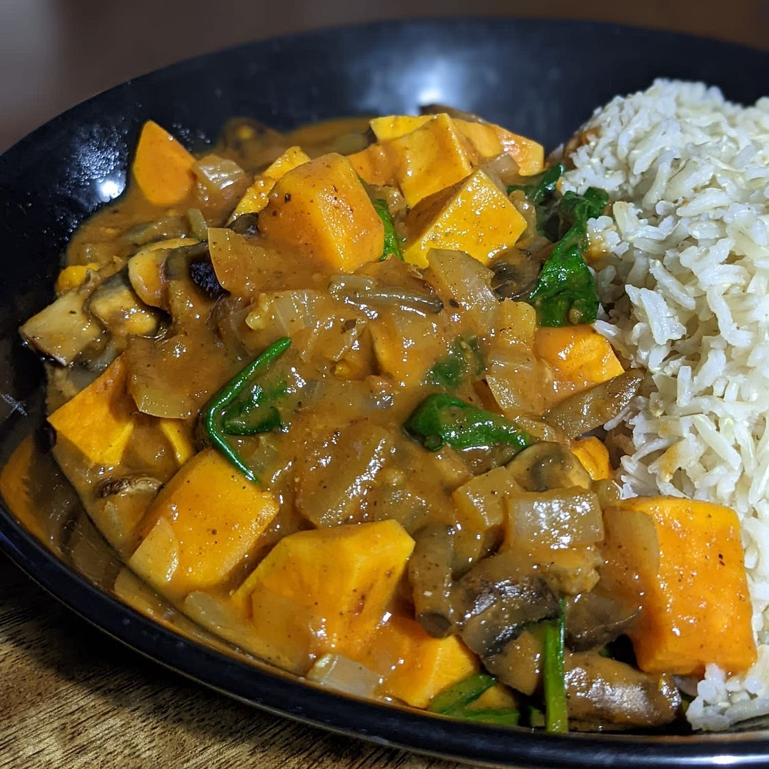 Sweet Potato and Mushroom Curry (Stove Top or Instant Pot)