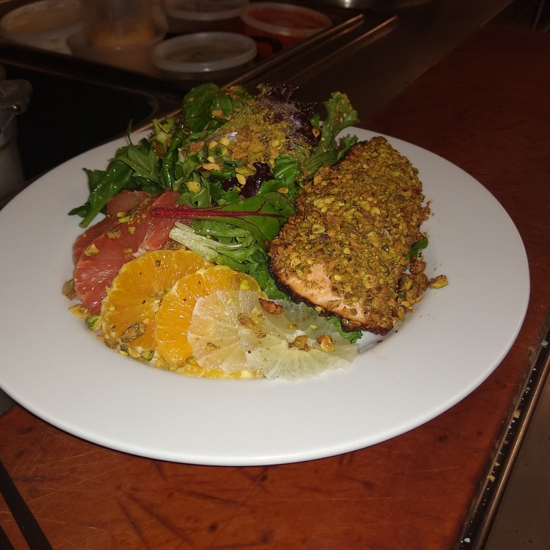 Pistachio crusted salmon