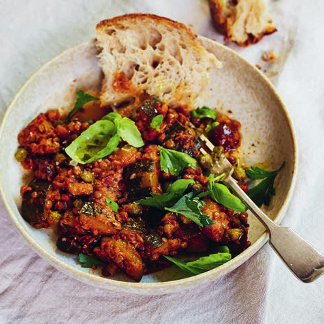 Lentil and courgette caponata